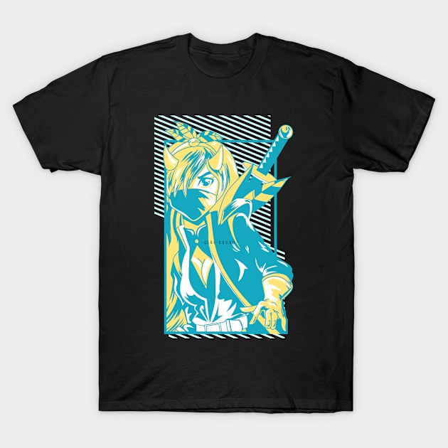 Anime and Manga- Samurai Woman with a Mask T-Shirt by Eva Wolf